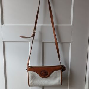 Dooney & Bourke White Pebbled Crossbody with Brown Leather Trim